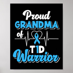 Affiche Fière Grand-Mère D'Un Guerrier T1D Diabète Diabéti