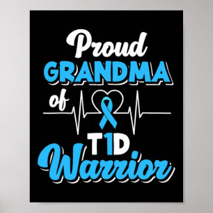 Affiche Fière Grand-Mère D'Un Guerrier T1D Diabète Diabéti