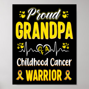 Affiche fière Grand-père Cancer de l'enfance guerrière sen