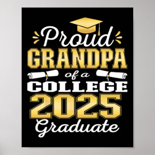 Affiche Fière Grand-Père De 2025 Collège Famille Diplômée