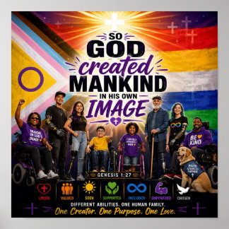 Affiche Fière Image de Dieu Inclusive Chrétienne Handicap