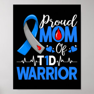 Affiche Fière Maman A Diabète Guerrier T1d Sensibilisation