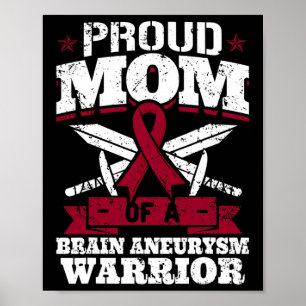 Affiche Fière Maman D'Un Cerveau Aneurysme Guerrier Sensib