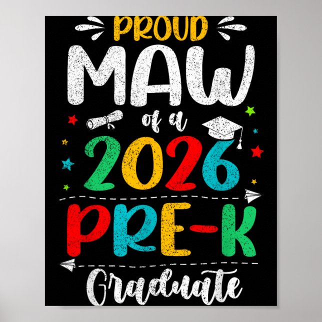 Affiche Fière Maman D'un Enfant Diplômé De Pré-Maternelle  (Devant)
