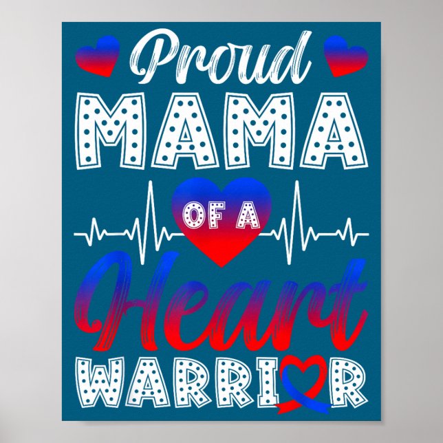 Affiche Fière maman d'un guerrier du cœur Mois de sensibil (Devant)