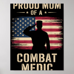 Affiche Fière Maman D'Une Médaille De Combat Vétérinaire M