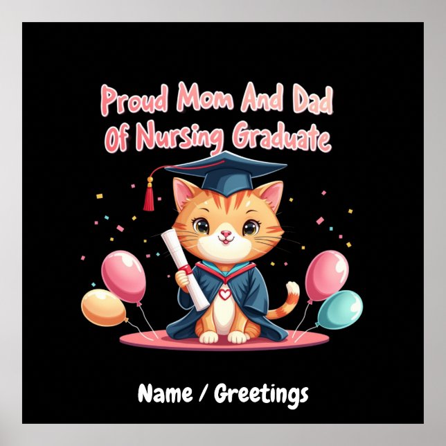 Affiche Fière maman et papa d'un diplômé en soins infirmie (Devant)