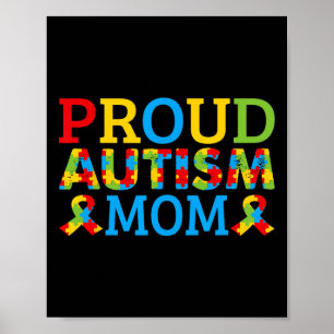 Affiche Fière maman porte des pièces de puzzle colorées po