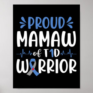 Affiche Fière Mamaw De T1D Guerrier Sensibilisation au dia
