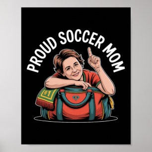 Affiche Fière mère de footballeuse Support de fans joyeux