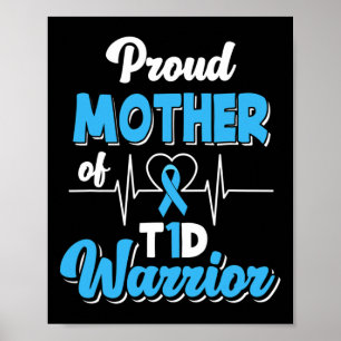 Affiche Fière Mère D'Un Guerrier T1D Diabète Diabétique Ma