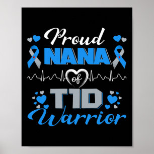 Affiche Fière Nana De T1D Guerrier Type 1 Décernés Au Diab