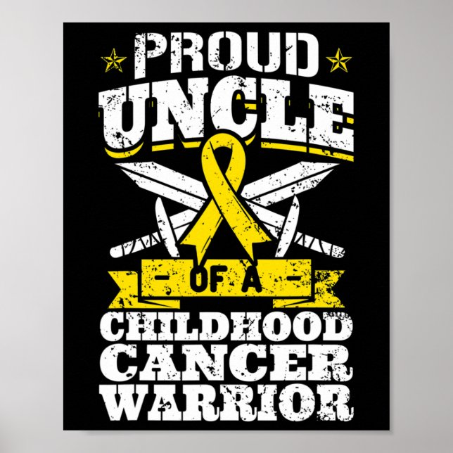 Affiche Fière Oncle D'Un Guerrier Du Cancer De L'Enfance (Devant)