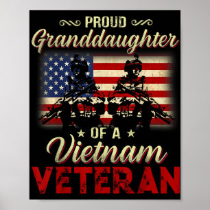 Affiche Fière Petite-Fille D'Un Grand-Père Vétéran Du Viet