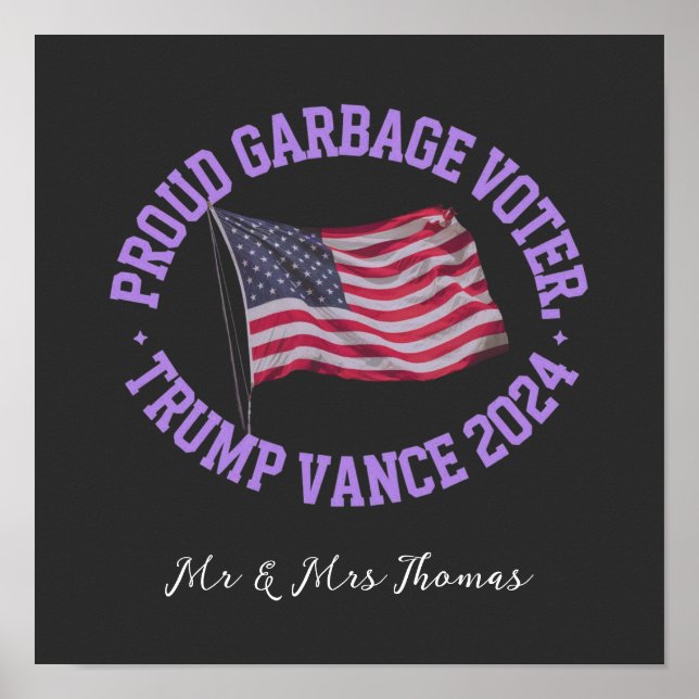 Affiche Fière poubelle électeur Trump Vance 2024 démarquez (Devant)