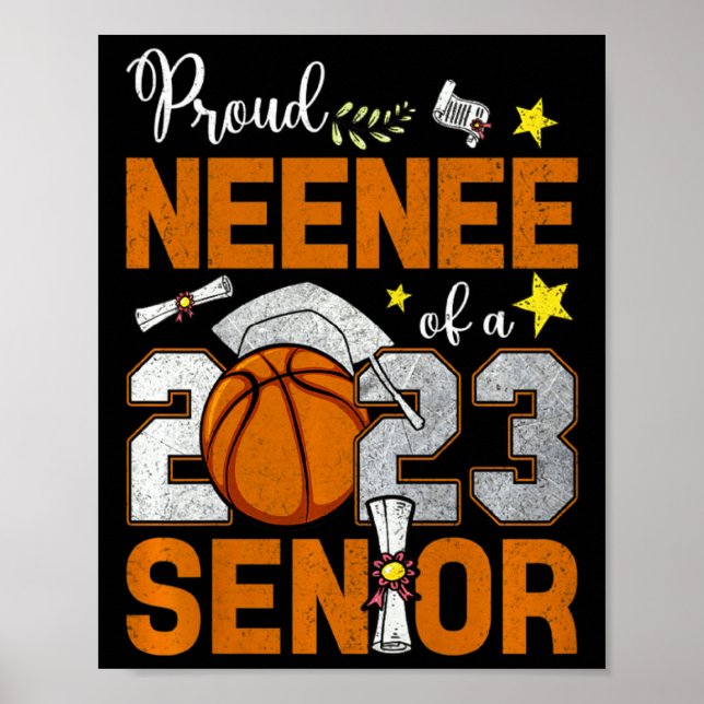 Affiche Fière tata d'une senior de basketball 2023 (Devant)