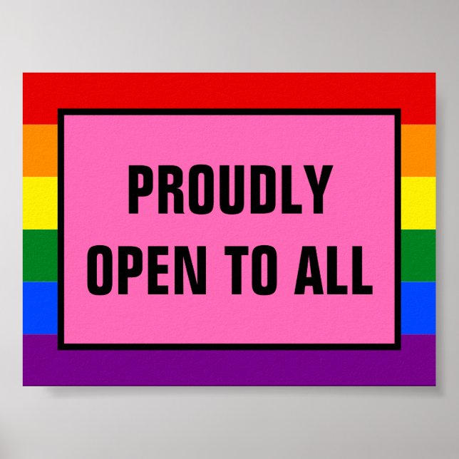 Affiche Fièrement ouvert à tous les clients LGBT Rainbow P (Devant)