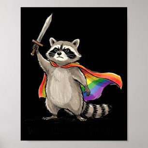 Affiche Fierté à l'aube Drôle de mois LGBTQ Raton laveur A