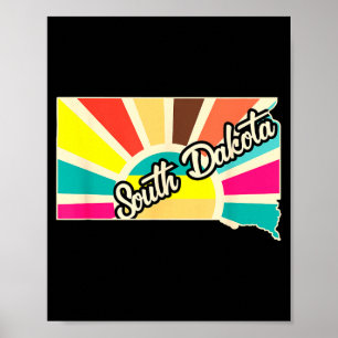 Affiche Fierté du Dakota du Sud, design rétro de l'État, c
