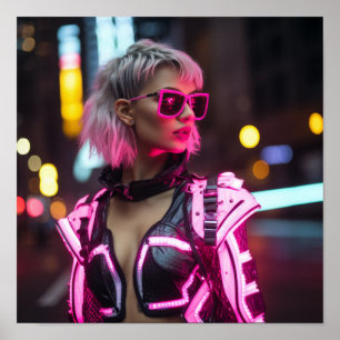 Affiche Fierté fluorescente Pink Cyberpunk tenue 1 - Vibra
