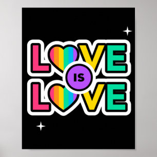 Affiche Fierté. L'amour est l'amour. Couleurs gaies Rainbo