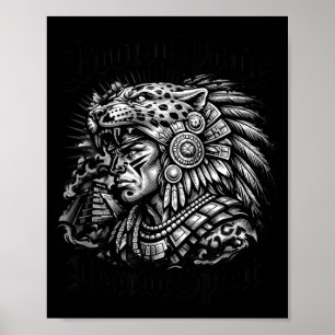 Affiche Fierté marron Chicano Guerrier Aztèque Jaguar Mexi