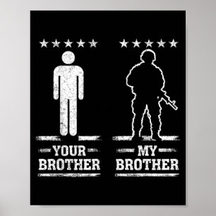 Affiche Fierté Militaire de Mon Frère USA Patriotique