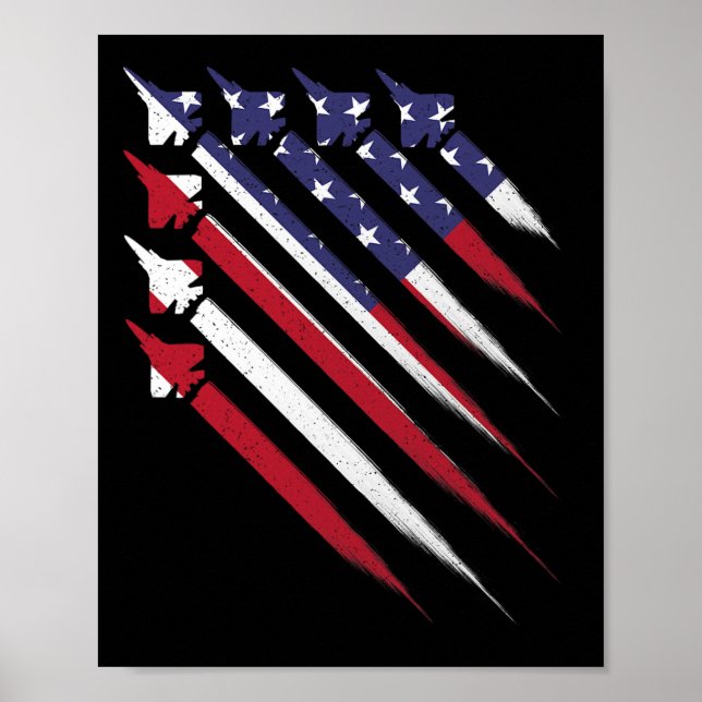 Affiche Fierté Patriotique 4 Juillet Jet Usa Drapeau Améri (Devant)