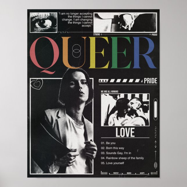 Affiche Fierté queer LGBTQ+ brutalisme moderne (Devant)