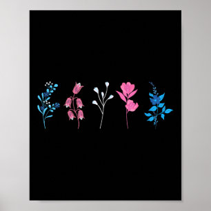 Affiche Fierté transgenre florale, Fleur du drapeau transg