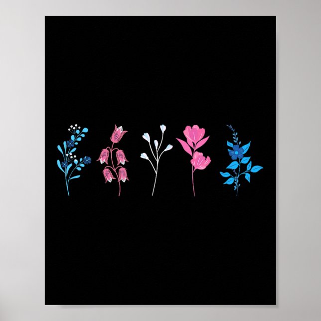 Affiche Fierté transgenre florale, Fleur du drapeau transg (Devant)