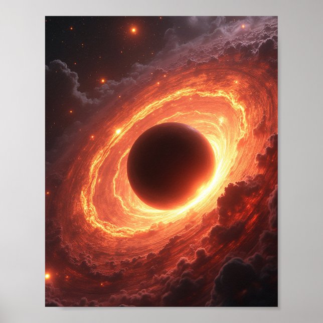 Affiche Fiery Black Hole Space Vortex Cosmic Event Art (Devant)