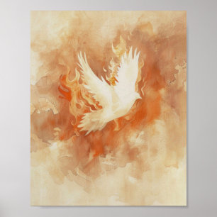Affiche Fiery Saint-Esprit Christian Aquarelle Mur Art