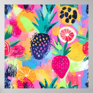 Affiche Fiesta Abstraite de fruits tropicaux Paradise
