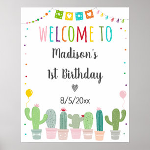 Affiche Fiesta Cactus Fille Bienvenue d'anniversaire