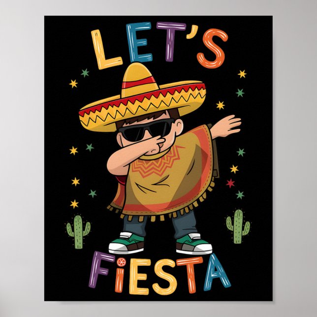Affiche Fiesta Cinco De Mayo Dabbing Mexicaine Poncho (Devant)