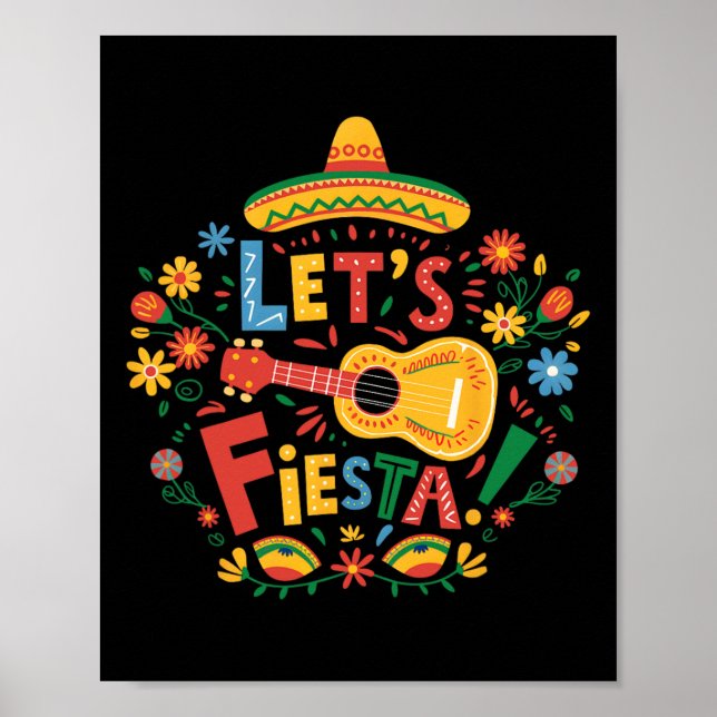 Affiche Fiesta Cinco De Mayo Guitare Funny Mexico Pa (Devant)