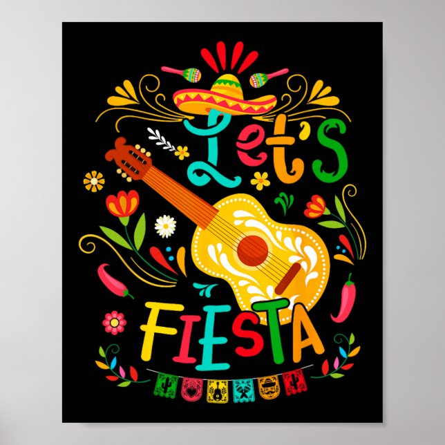 Affiche Fiesta Cinco De Mayo Guitare Funny Mexico Pa (Devant)
