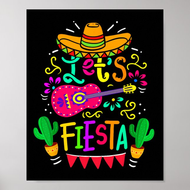 Affiche Fiesta Cinco De Mayo Parti Mexicain Guitare Lo (Devant)