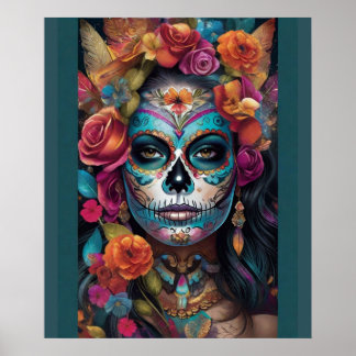 Affiche Fiesta florale : Une femme se promène Dia de los M