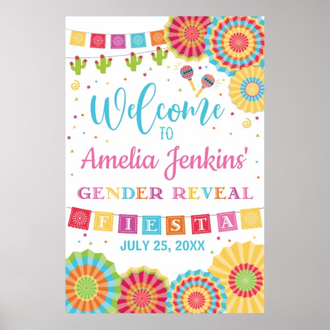 Affiche Fiesta Gender Reveal Welcome Sign Decoration (Devant)