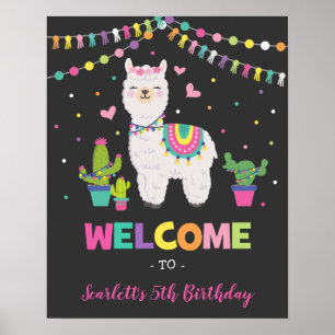 Affiche Fiesta Llama / Cactus Alpaca Anniversaire mexicain