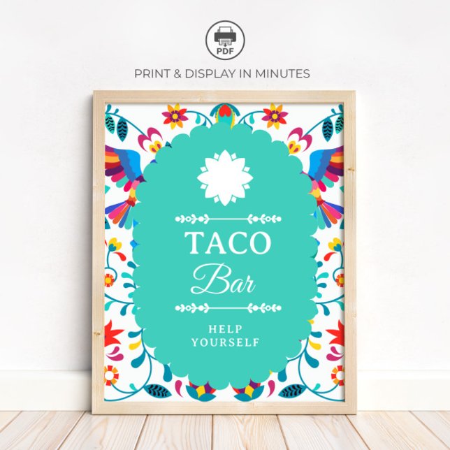 Affiche Fiesta Mexican Taco Bar Bridal Shower Sign (Créateur téléchargé)