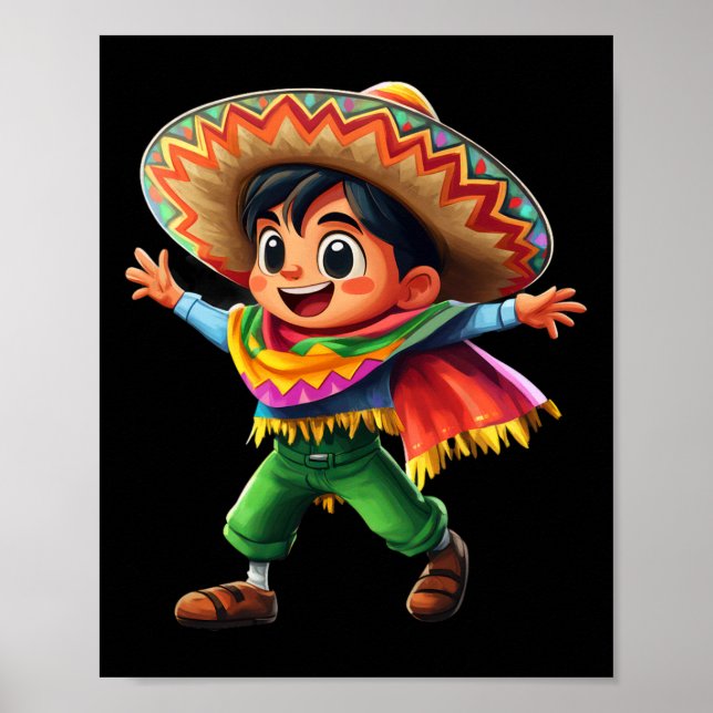 Affiche Fiesta Poncho Cinco De Mayo Enfants Mexicains Cele (Devant)