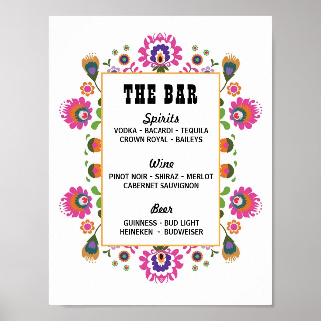 Affiche Fiesta Signs The Bar Party Event Wedding Party (Devant)
