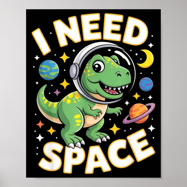 Affiche Fife Vie j'ai besoin d'espace T-rex Astronaute Esp (Devant)