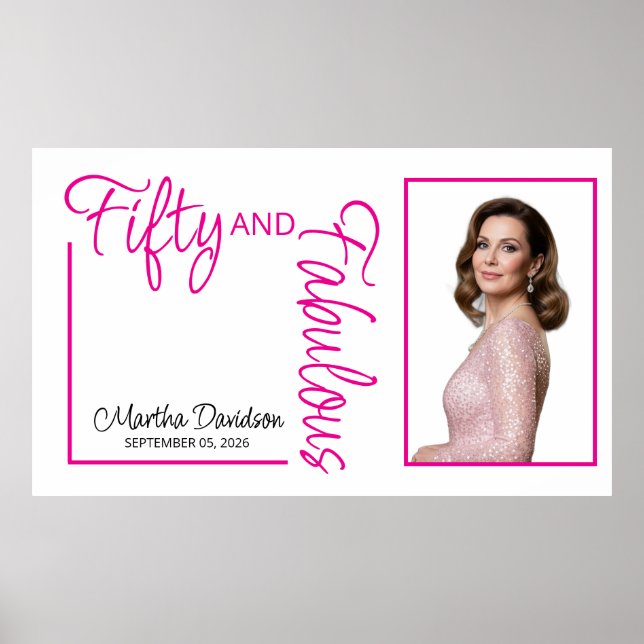Affiche Fifty and Fabulous Photo 50th Birthday Party Poste (Devant)