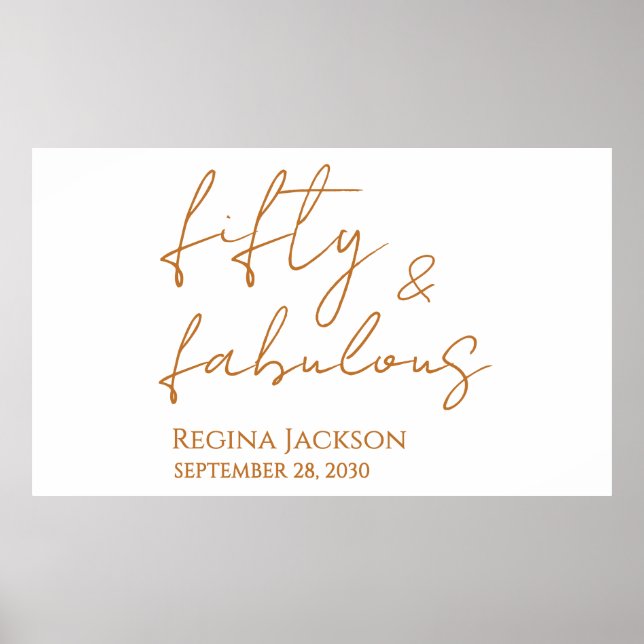 Affiche Fifty And Fabulous Script Gold 50th Birthday Party (Devant)