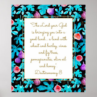 Affiche Figes Terre Promise Deutéronome 8 Bible Verse