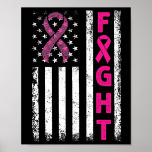 Affiche Fight Breast Survivor American Flag Cancer du sein